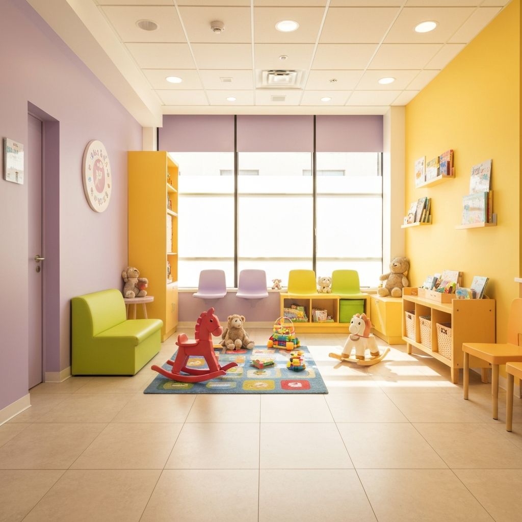 Colorful pediatric dental waiting room